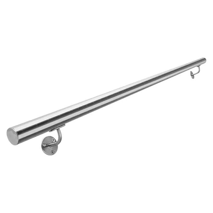 Dolle Handlauf-Set PS 502 - Edelstahl V2A, Silber, Länge: 150 cm - Ein elegantes Edelstahl-Handlauf-Set, perfekt für Treppenhäuser und Flure, bietet Sicherheit und modernes Design.