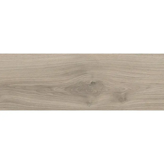Living by Haro Laminat Gigante - Eiche Laval Grau, Landhausdiele, 2.200 x 243 x 8 mm - Detailaufnahme einer hellen Holzfliese mit natürlicher Maserung und Astloch, ideal für moderne Wohnräume.\n