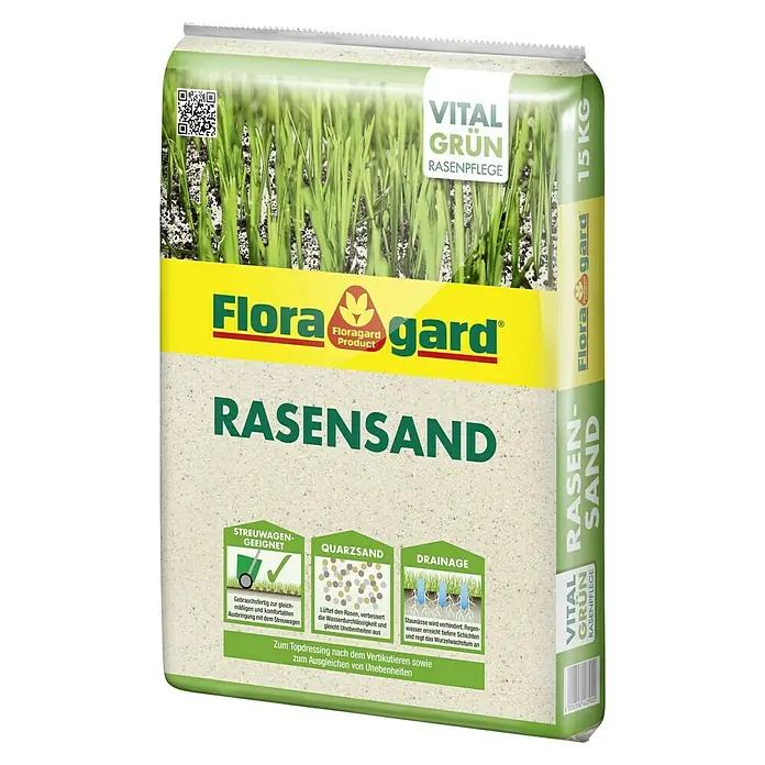 Floragard Rasensand - 15 kg - Rasensand von Floragard in einem 15 KG Sack, geeignet zur Rasenpflege und -verbesserung. Ideal zum Ausgleichen von Unebenheiten.