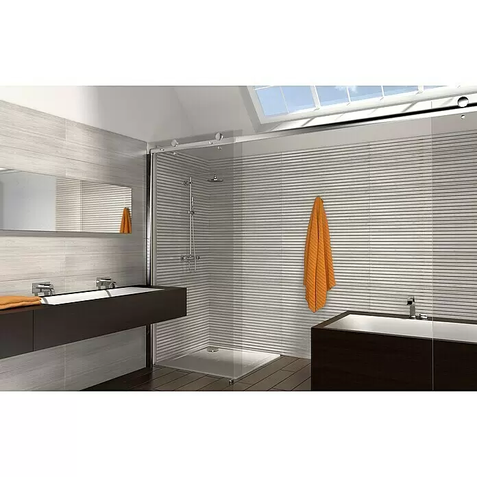 Wandfliese Spa Perla Dekor - 30 x 90 cm, Grau, Matt - Stimmungsaufnahme