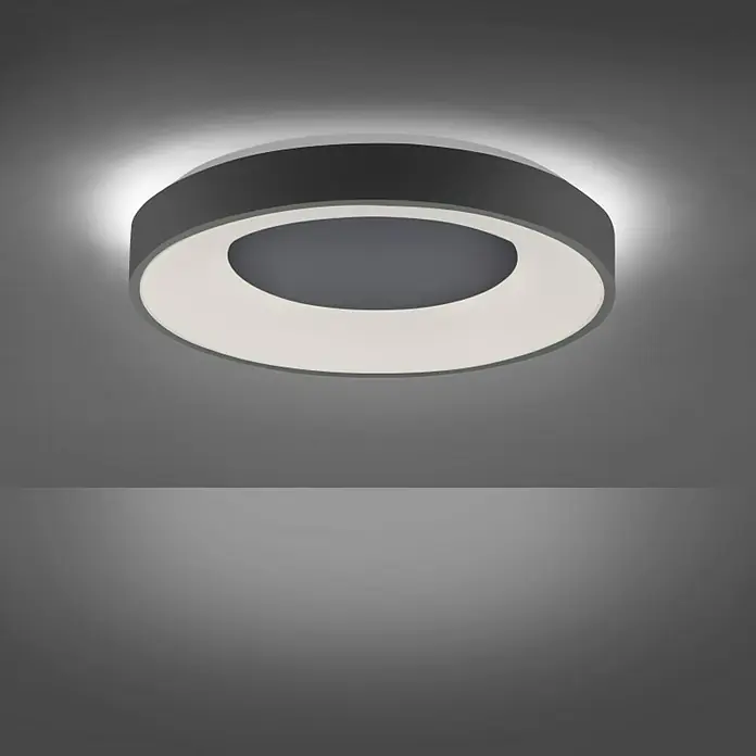Just Light LED-Deckenleuchte rund - 30 W, Ø x H: 48 x 7,8 cm, Anthrazit, Sonstige - Elegante LED-Deckenleuchte mit ringförmigem Design. Die moderne Leuchte sorgt für eine angenehme und gleichmäßige Ausleuchtung des Raumes.
