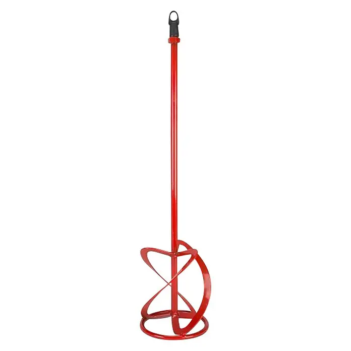 Rubi Varilla mezcladora manual M-140 3H - Largo: 600 mm, Diámetro paleta de mezcla: 140 mm - Mezclador de pintura rojo con diseño en espiral, ideal para mezclar pinturas y recubrimientos. Herramienta profesional.