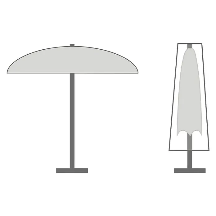 Sunfun Classic Funda protectora para parasol Parasol - Plástico, Específico para: Parasol Ø 200 - 400 cm - Ilustración de un parasol abierto y uno cerrado. Ideal para días soleados en el jardín o en la terraza.