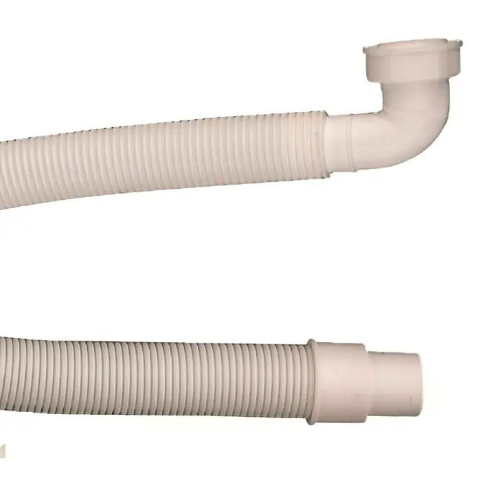Admiral Verlängerungsschlauch - Kunststoff, Länge: 100 cm - Ein weißer, flexibler Abflussschlauch mit einem gebogenen Anschlussstück für Waschbecken oder Spülen.