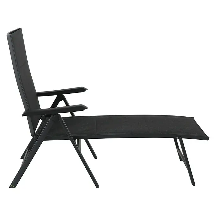 MWH Gartenliege Futosa - Schwarz, Metall - Abgebildet ist ein stilvoller, schwarzer Loungesessel. Dieser Sessel lädt zum Entspannen ein und ist ideal für den Garten oder die Terrasse.
