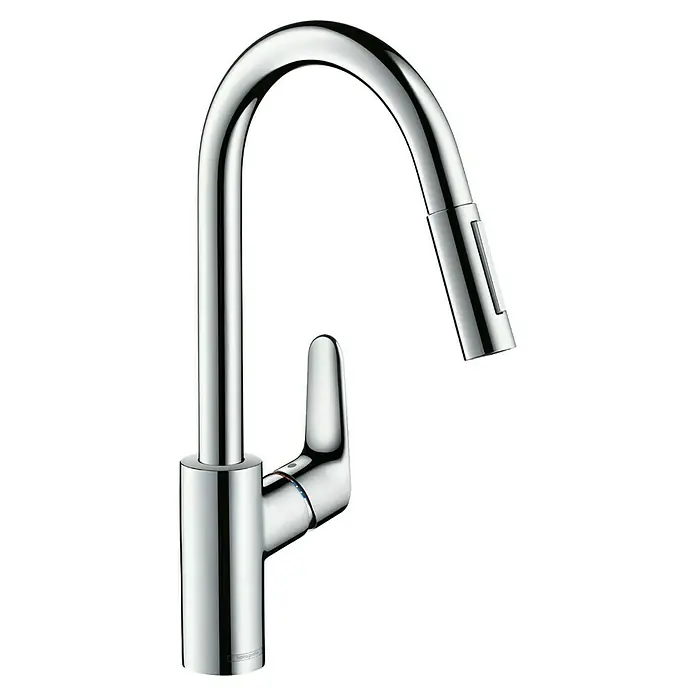 Hansgrohe Spültischarmatur Focus M41 - Chrom, Glänzend - Moderne Küchenarmatur mit hohem Auslauf und verchromter Oberfläche für stilvolles Küchendesign.