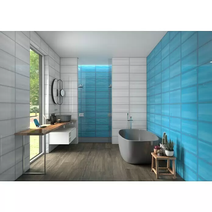 Decocer by Cinca Glow Wandfliese - 25 x 55 cm, Weiß, Glänzend - Stimmungsaufnahme