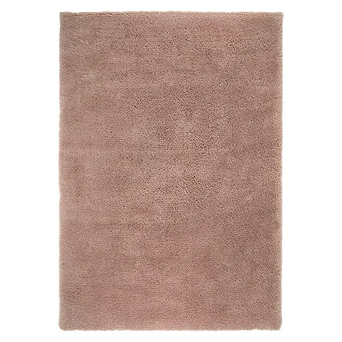 Hochflorteppich Sugar - Rosa, 180 x 120 cm, 100 % Polyester - Nahaufnahme eines weichen, rechteckigen Teppichs in einem sanften Rosaton, ideal für ein gemütliches Ambiente in jedem Raum.