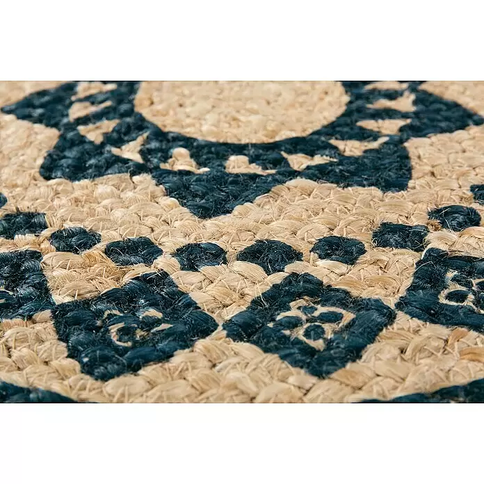 Juteteppich Mamda - Natur/Schwarz, Durchmesser: 80 cm, 100 % Jute - Detailaufnahme