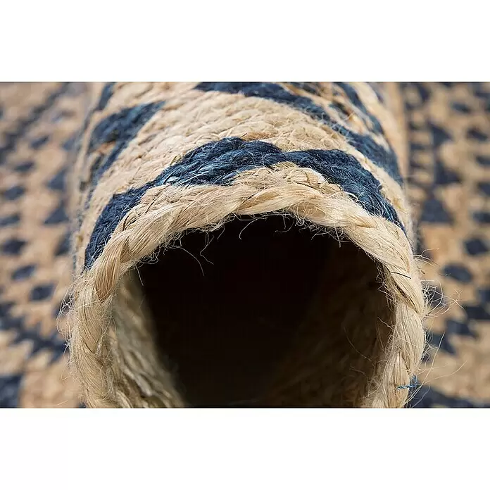 Juteteppich Mamda - Natur/Schwarz, Durchmesser: 80 cm, 100 % Jute - Detailaufnahme