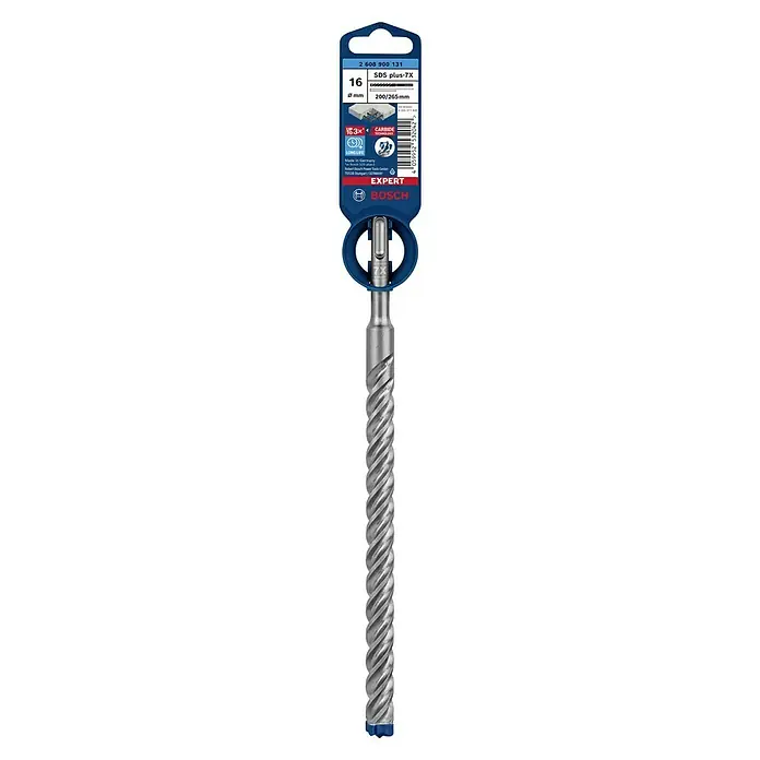 Bosch Expert Beton- & Steinbohrer SDS Plus-7X - 1 Stk., Durchmesser Bohrer: 16 mm, 200 mm - Ein 16 mm Bosch EXPERT SDS plus-7X Hammerbohrer, ideal zum Bohren in Beton, mit einer Länge von 200/265 mm.