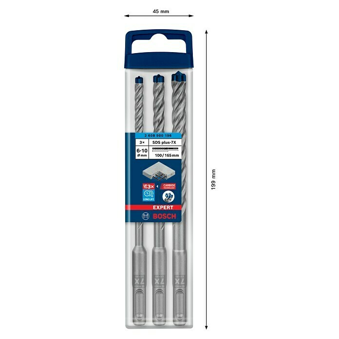 Bosch Expert Set svedrov SDS Plus-7X  (Primerno za material: Beton, Premer vrtalnega svedra: 10 mm, 3 -del.) | 2546 - Bohrer Stein, Beton | BCDA - Zubeh Bohrm/Bohrhämmer/Akkumasch | BCD - Maschinenzubehör | BC - Maschinenzubehör | B - Werkz/Masch/Maschzubeh/Auto | BAUHAUS