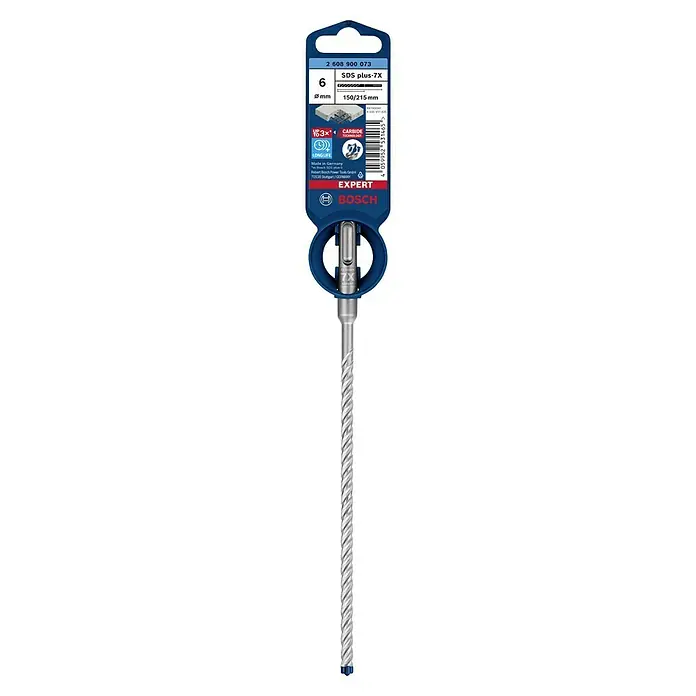 Bosch Expert Beton- & Steinbohrer SDS Plus-7X - 1 Stk., Durchmesser Bohrer: 6 mm, 150 mm - Aufnahme eines Bosch Expert SDS plus-7X Bohrers, ideal zum Bohren in Beton, mit einer Größe von 6 mm und einer Länge von 150/215 mm.