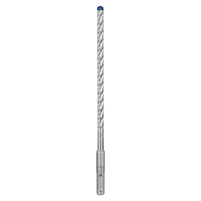 Bosch Expert Broca para hormigón y mampostería -7X - 1 ud., Diámetro de la broca: 8 mm, 150 mm - Primer plano de una broca Bosch XL7 con hélice y punta azul, ideal para taladrados precisos.