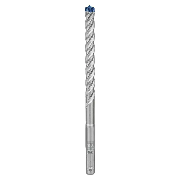 Bosch Expert Beton- & Steinbohrer SDS Plus-7X - 1 Stk., Durchmesser Bohrer: 10 mm, 165 mm - Aufnahme einer Bosch Expert 7X Hammerbohrkrone mit blauer Spitze. Das Werkzeug ist für schwere Bohrarbeiten konzipiert.