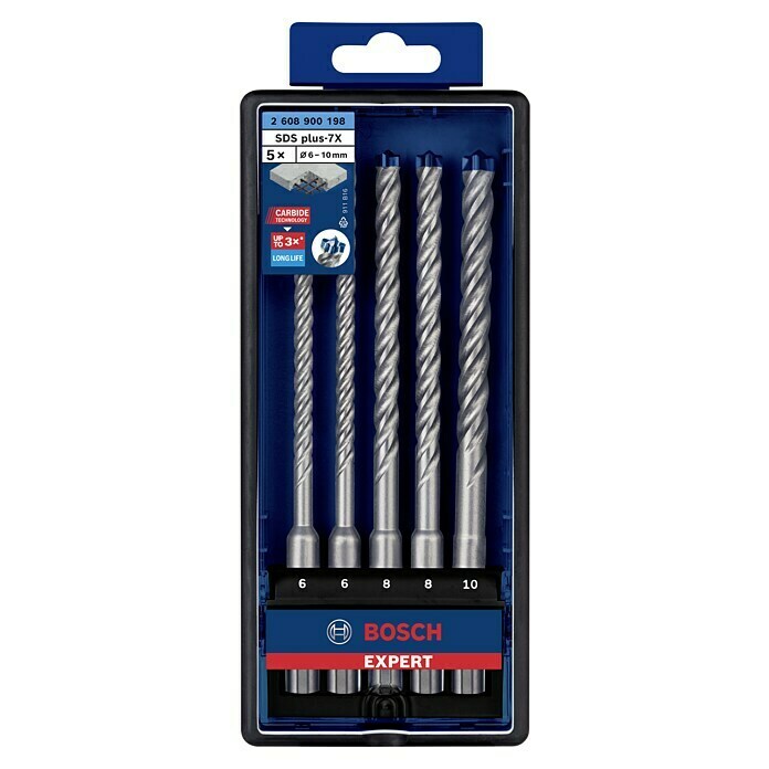 Bosch Professional Expert SDS-Plus Betonbohrer-Set SDS Plus-7X5 -tlg., Durchmesser: 6 mm - 10 mm Front View