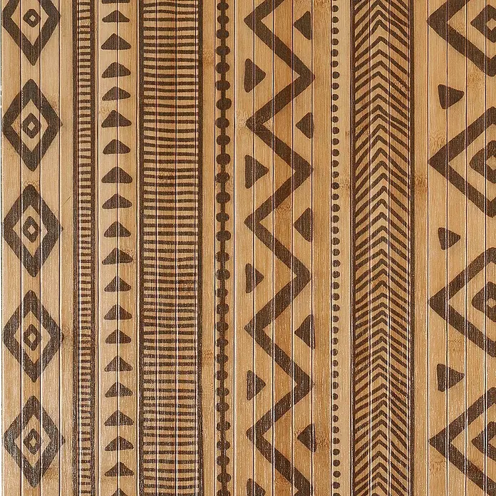 Alfombra de bambú Etnic - Natural/Negro, 180 x 120 cm - Alfombra de bambú con estampados geométricos marrones, añadiendo un toque natural y decorativo al espacio.\n
