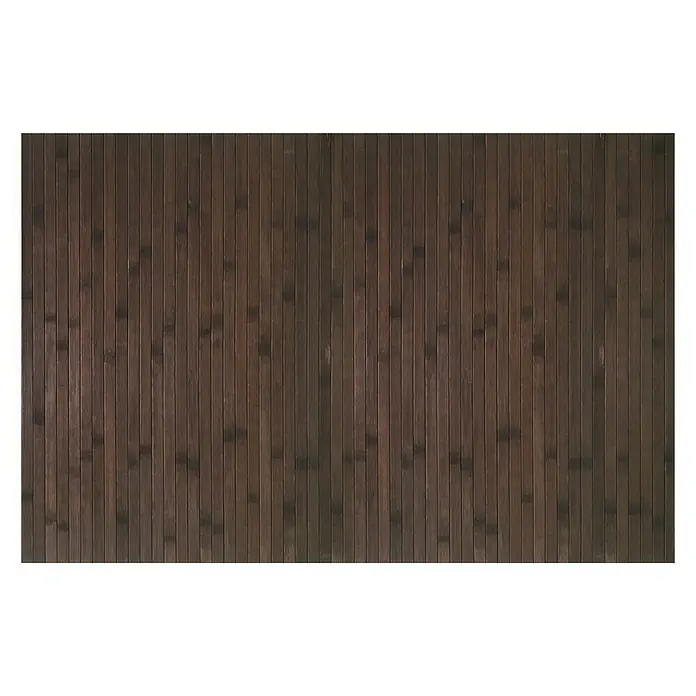 Alfombra de bambú Cool - Wengue, 200 x 50 cm - Primer plano de un revestimiento de pared de madera de bambú marrón oscuro, mostrando una textura natural y cálida. Ideal para un interior acogedor.
