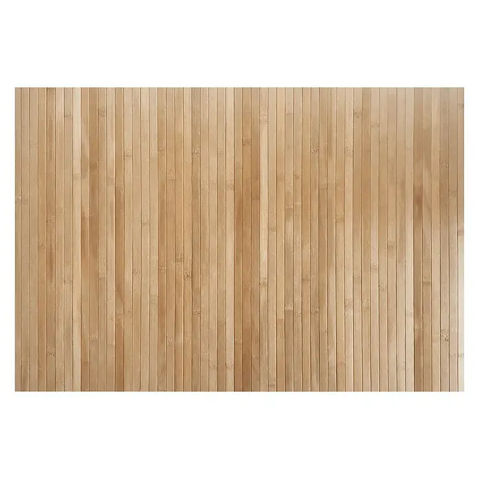 Alfombra de bambú Cool - Natural, 140 x 50 cm - Detalle de una esterilla de bambú que resalta la textura y el color natural del material. Ideal para decoración y sostenibilidad.