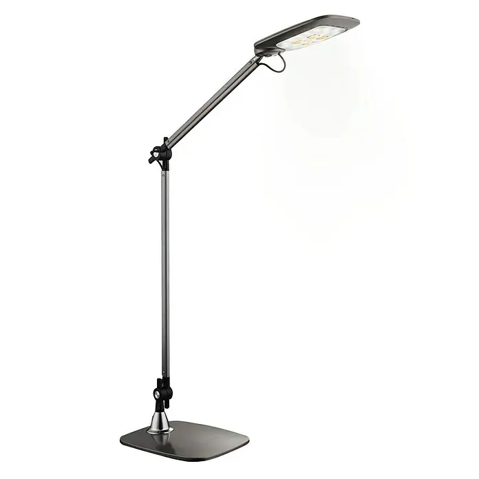 Globo Tischleuchte Pattaya - 10 W, L x B x H: 49 x 17,9 x 96 cm, Grau, Schwarz - Eine moderne Stehlampe mit verstellbarem Arm und LED-Leuchte, ideal für Büro oder Wohnraum, bietet helles und fokussiertes Licht.