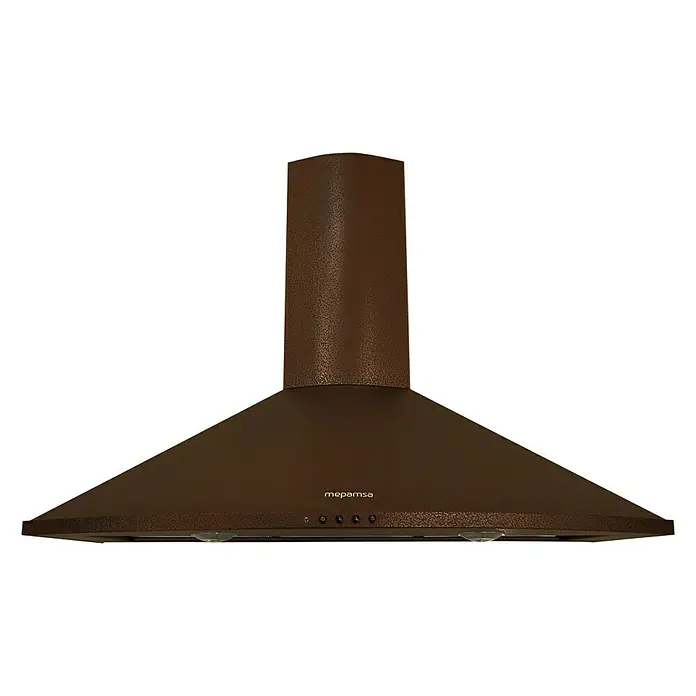Mepamsa Campana de pared Tender H - Ancho: 90 cm, Máx. Potencia del ventilador en modo extracción: 620 m³/h, Cobre - Primer plano de una campana extractora Mepamsa, perfecta para cualquier cocina moderna. Diseño elegante con funcionalidad efectiva.