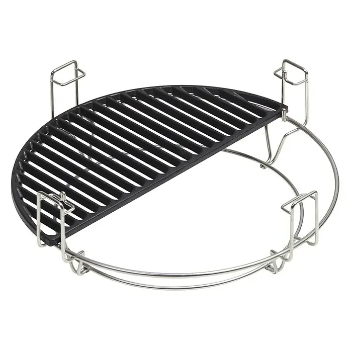 Kamado Joe Grillrost halbrund - L x B: 22,5 x 46,5 cm, Gusseisen - Grillrost-Einsatz mit Edelstahlgestell für eine halbe Grillfläche, ideal für flexible Grillanwendungen.
