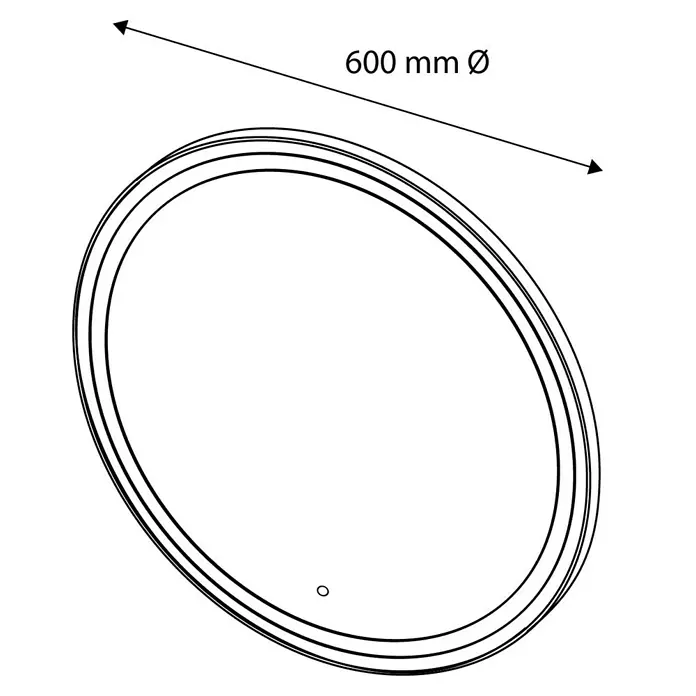 Espejo con luz Ogun - Diámetro: 60 cm, Negro, Bombillas y tubos - Ilustración de un espejo redondo, diámetro 600 mm, ideal para baño o dormitorio.