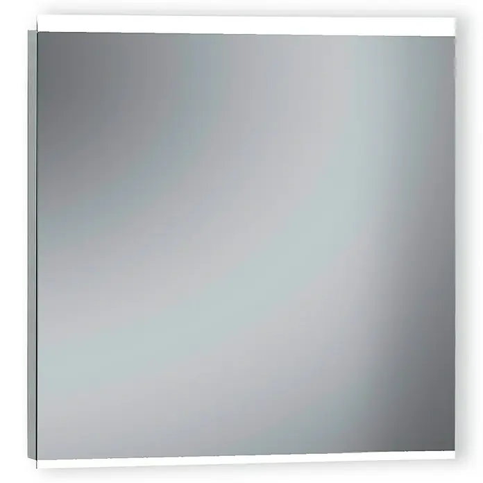 Espejo con luz Sven - 80 x 80 cm - Primer plano de un espejo cuadrado con iluminación integrada, ideal para baños y vestidores.