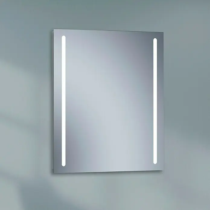 Espejo con luz Eco Twoled - 60 x 80 cm - Espejo rectangular iluminado con tiras LED en los lados, montado en la pared.