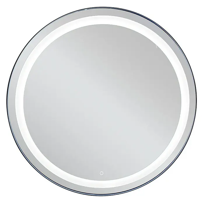 Espejo con luz Ogun - Diámetro: 60 cm, Cromo, Bombillas y tubos - Espejo redondo iluminado con LED para un baño moderno. Perfecto para maquillaje y afeitado con iluminación clara y brillante.
