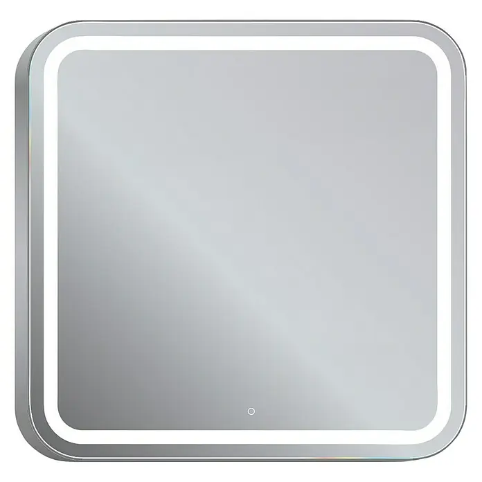 Espejo con luz Ogun - 80 x 80 cm, Cromo, Bombillas y tubos - Espejo cuadrado con marco LED para un baño moderno. El diseño elegante añade un toque de estilo y funcionalidad a cualquier espacio.