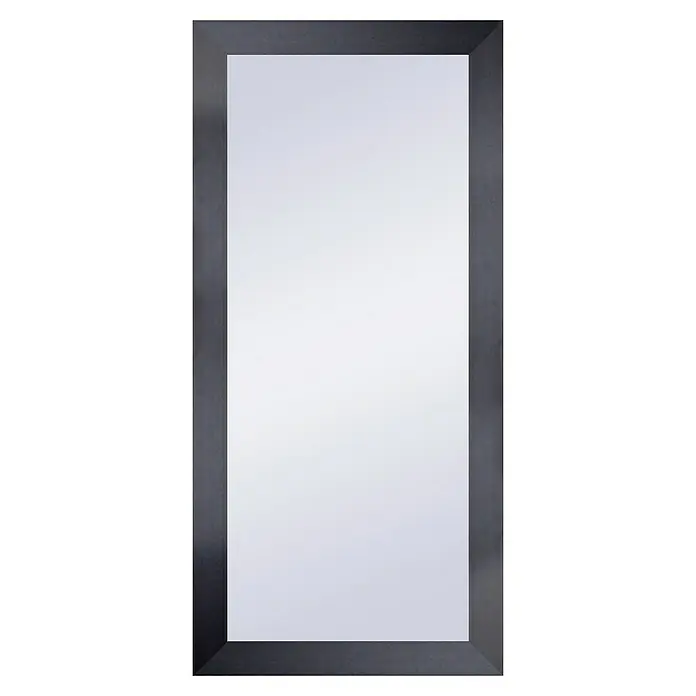 Espejo con marco XXL Génova - 76 x 186 cm, Negro, MDF - Elegante espejo de pared rectangular con un marco oscuro y elegante, que añade un toque de clase a cualquier habitación y optimiza la reflexión de la luz.