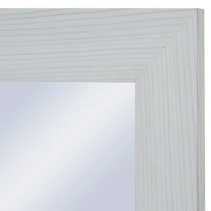 Espejo con marco XXL Génova - 76 x 186 cm, Blanco, MDF - Primer plano de un elegante marco de fotos de madera pintado de blanco. Ideal para espejos o arte.