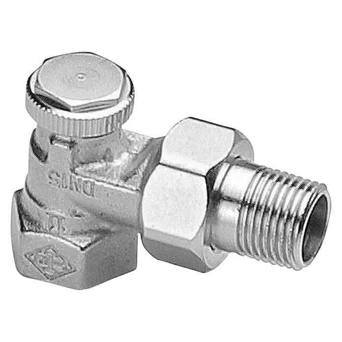 Heimeier Thermostatventil-Set Regutec - ½″, Eckventil - Ein verchromtes Heizkörperentlüftungsventil, ideal zum Entlüften von Heizkörpern. Dieses Ventil ermöglicht eine einfache Entlüftung von Luftblasen.