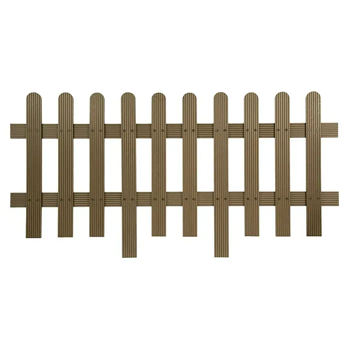 Dioco Valla de jardín - L x Al: 160 x 70 cm, Marrón - Valla baja de madera marrón con estacas y travesaños, ideal para jardines y bordes decorativos de macizos.