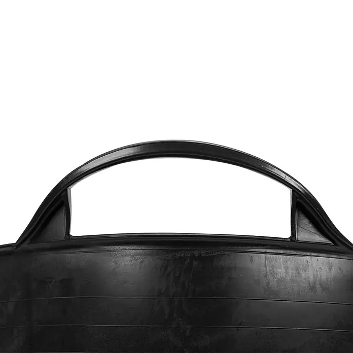 Capazo multiusos - Negro, Plástico, 30 l - Primer plano de un contenedor de plástico negro moldeado con asa, ideal para almacenar o transportar líquidos o materiales.