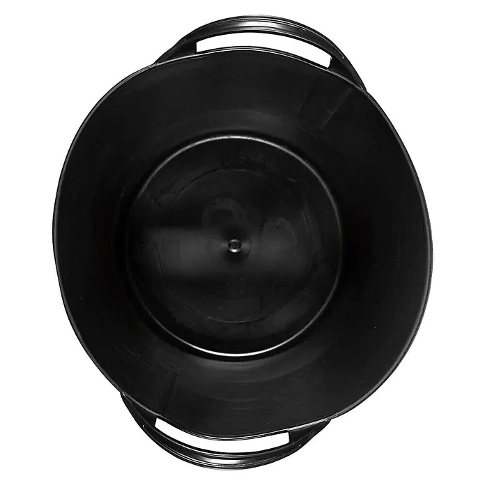 Capazo multiusos - Negro, Plástico, 30 l - Un cubo negro, destacado por su diseño robusto y las asas prácticas, ideal para una variedad de usos en el hogar y en el jardín.