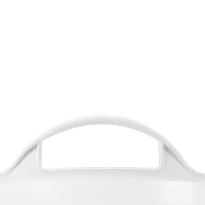 Capazo multiusos - Blanco, Plástico, 42 l - Primer plano de un asa de transporte blanca, destacando su diseño simple y funcionalidad práctica para un fácil transporte.\n