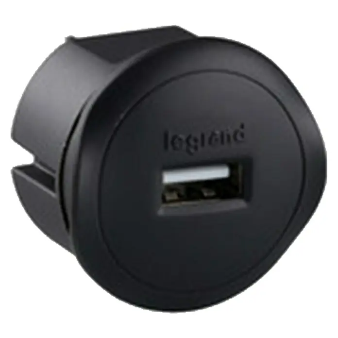 Legrand Adaptador USB - Negro - Cargador USB de pared negro Legrand. Perfecto para cargar dispositivos en cualquier habitación, discreto y eficiente.