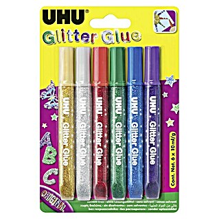 UHU Klebestift Glitter Glue (Mehrfarbig, 10 ml, Lösemittelfrei)