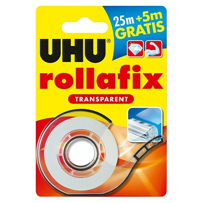 UHU Klebefilm mit Abroller Rollafix (1 x Kleinroller, 1 x Rolle 19 mm x25 m +5 m gratis) | BAUHAUS