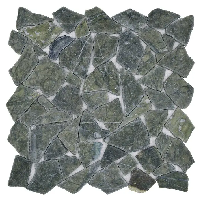 Mosaikfliese Uni CIOT 407 - 31,5 x 31,5 cm, Grau/Grün, Matt - Grünes Mosaik aus Natursteinen für Wand- und Bodengestaltung, ideal für Innen- und Außenbereiche.