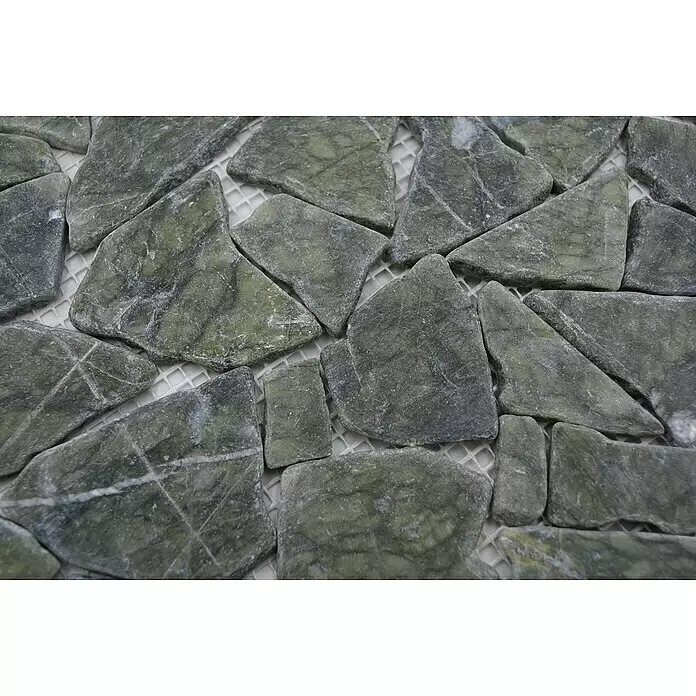 Mosaikfliese Uni CIOT 407 - 31,5 x 31,5 cm, Grau/Grün, Matt - Detailaufnahme