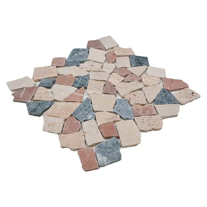 Mosaikfliese Mix CIOT 30/RND - 30,5 x 30,5 cm, Grau/Beige, Matt - Ein quadratisches Mosaikmuster mit verschiedenen Farben und Texturen, ideal für kreative Wand- oder Bodengestaltungen.