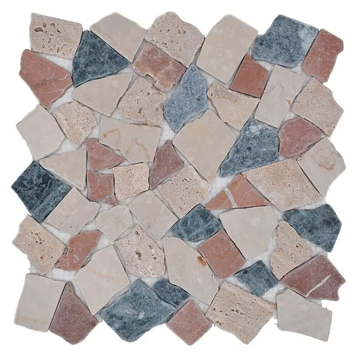 Mosaikfliese Mix CIOT 30/RND - 30,5 x 30,5 cm, Grau/Beige, Matt - Buntes Mosaik aus Naturstein für stilvolle Wand- oder Bodengestaltung. Perfekt für Badezimmer und Küchen.