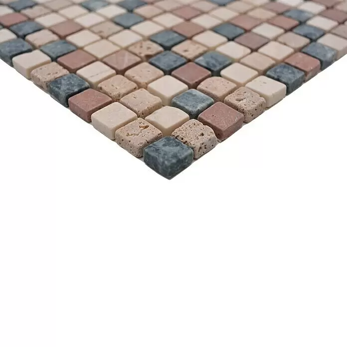 Mosaikfliese Quadrat Mix MOS 15/RND - 32,2 x 30,5 cm, Braun/Beige, Matt - Detailaufnahme