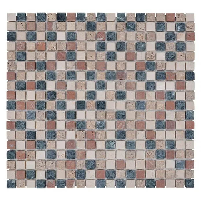Mosaikfliese Quadrat Mix MOS 15/RND - 32,2 x 30,5 cm, Braun/Beige, Matt - Quadratische Mosaikfliesen in Beige-, Grün- und Rottönen für stilvolle Wand- und Bodengestaltung.
