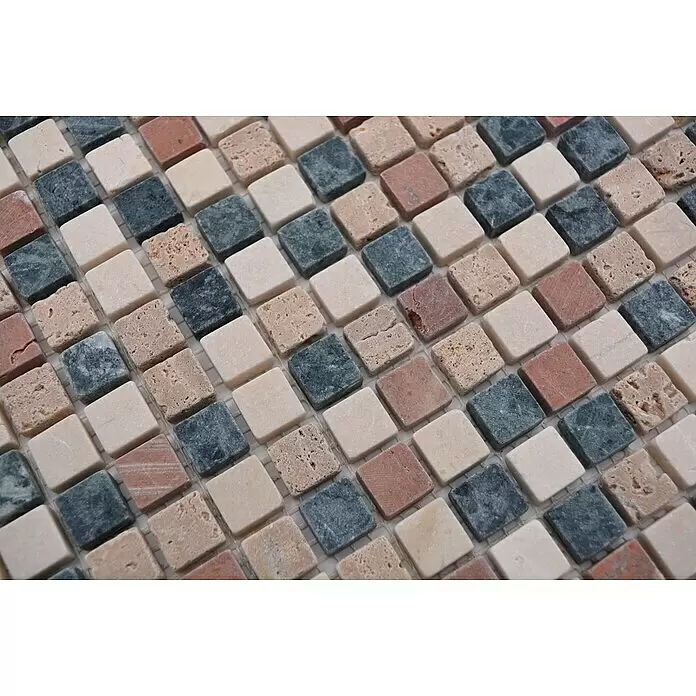 Mosaikfliese Quadrat Mix MOS 15/RND - 32,2 x 30,5 cm, Braun/Beige, Matt - Detailaufnahme