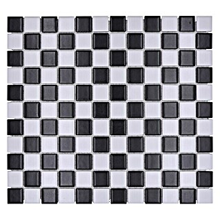 Mozaïektegel Vierkant Schaakbord BM 148 (32,6 x 30 cm, Zwart/Wit, Mat)