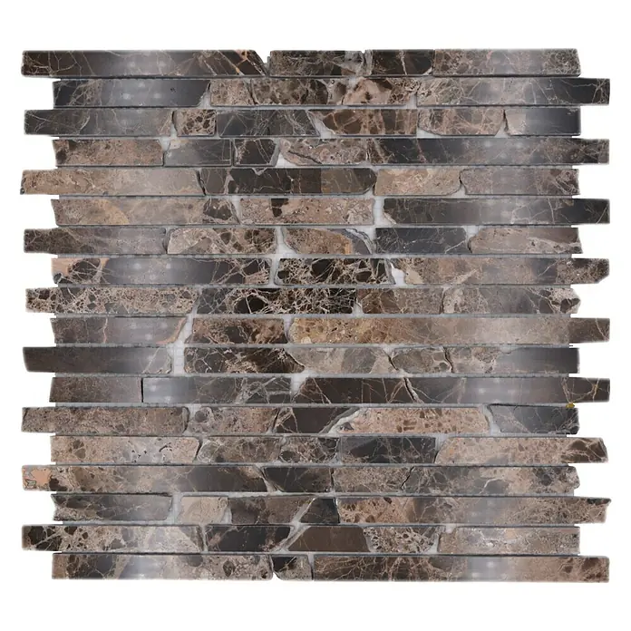 Mosaikfliese Brick MOS BRICK 2909 - 32,2 x 30,5 cm, Beige/Braun, Matt - Nahaufnahme der dekorativen Marmor Mosaikfliese für Wand- und Bodenbeläge in Braun- und Beigetönen.